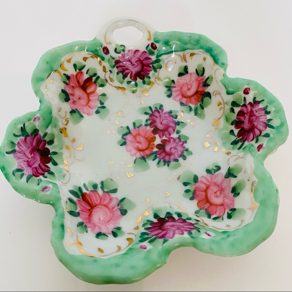 Vintage hand painted trinket dish porcelain